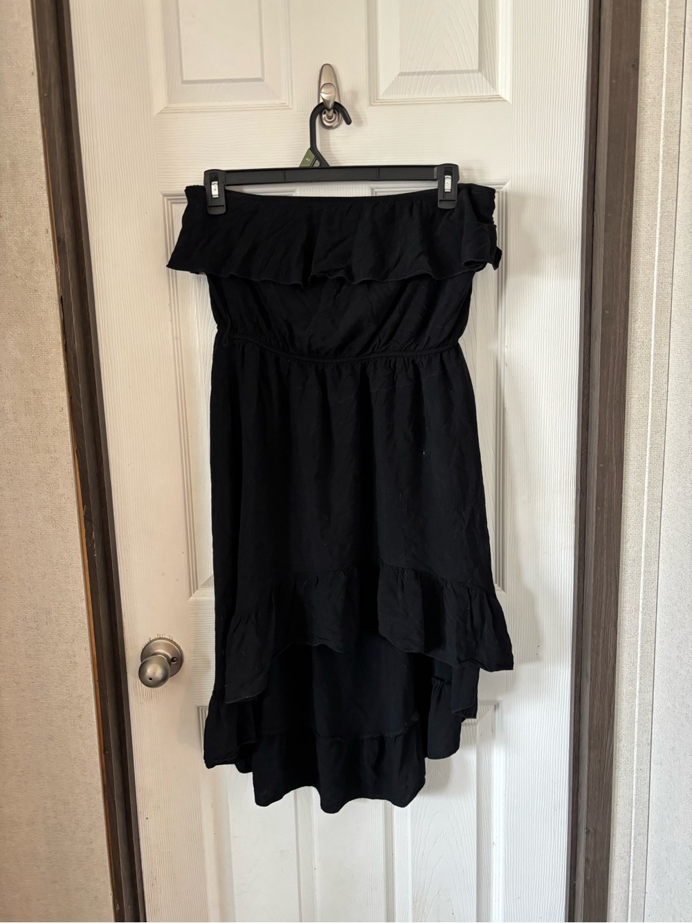 Tilly's Black Strapless Ruffled Hi-Low Dress
